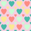 Cheerful gentle seamless pattern with colorful hearts