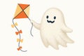 A cheerful ghost flies a kite. Royalty Free Stock Photo
