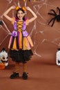 cheerful girl in Halloween bright dress Royalty Free Stock Photo