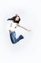 Cheerful girl jumping