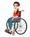 Cheerful girl in wheelchair, woman with disability Royalty Free Stock Photo