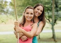 Cheerful girls at the park