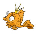 Cheerful golden fish surprise character illustration cartoon