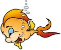 Cheerful Goldfish with Bubbles