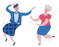 Cheerful grandmothers dance incendiary dance. Royalty Free Stock Photo