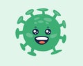 Cheerful green coronovirus bacterium. Dangerous cute spiked molecule