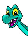 Cheerful green dinosaur head looks smile clipart cartoon illustration