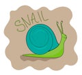 Cheerful green snail smiling