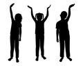 Cheerful group of children. Silhouettes of happy girl and boy. Vector illustration Royalty Free Stock Photo