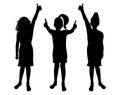 Cheerful group of children. Silhouettes of happy girls. Vector illustration