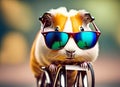 cheerful hamster with polarizing glasses