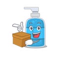 A cheerful hand wash gel cartoon design concept having a box