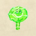 Cheerful and happy cabbage, vegetable character with joyful emotions.