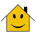 Cheerful happy house smile, emoticon smiley house, funny face mouth