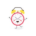 Cheerful happy kawaii alarm clock cartoon character Royalty Free Stock Photo