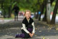 Cheerful happy little girl outside