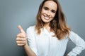 Cheerful happy woman being in a great mood Royalty Free Stock Photo