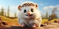 Cheerful Hedgehog on a Sunny Day. AI generation