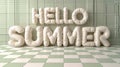 Cheerful 'Hello Summer' Inflatable Letter Balloons in Pastel Room