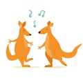 Cheerful illustration of a couple of dancing kangaroos