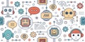 Cute Robots and Technology Seamless Pattern: AI, Machine Learning, and Digital World Concept Royalty Free Stock Photo