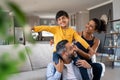 Happy son playing with parents at home Royalty Free Stock Photo