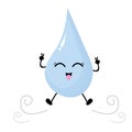 Cheerful jumping water drop character.