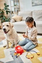 cheerful kid in casual attire playing Royalty Free Stock Photo