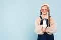 cheerful kid in headband with bow Royalty Free Stock Photo