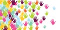 Cheerful kids handprints nursery games concept background design