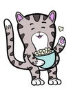 Cheerful kitten having a popcorn party