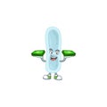 A cheerful klebsiella pneumoniae cartoon mascot design having some money on hands