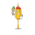 Cheerful lamp hanging Artist cartoon character with brush