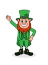 Cheerful leprechaun with clover.