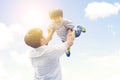 Cheerful little boy playing with his father Royalty Free Stock Photo