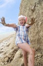 Cheerful little girl sculpts Royalty Free Stock Photo