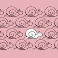 Cheerful little snail, Pattern, vector illustration