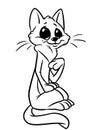 Cheerful long cat character animal coloring page cartoon illustration