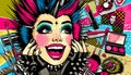 Cheerful Makeup Collage with Punk and Halftone Pop Art Royalty Free Stock Photo