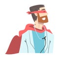 Cheerful Male Doctor in Superhero Costume, Confident Doctor Character, Healthcare and Safety Concept Cartoon Style