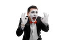 Cheerful male mime showing ok Royalty Free Stock Photo