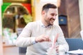 Cheerful man with coffee cup Royalty Free Stock Photo