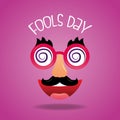 Cheerful mask mustache silly glasses fools day