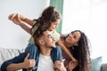 Cheerful Middle Eastern Family Of Three Having Fun Together At Home Royalty Free Stock Photo