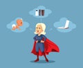 Super Woman Dealing with Career and Family Work Vector Cartoon