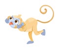 Cheerful Monkey Character with Prehensile Tail Teasing Showing Tongue Vector Illustration