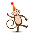 Cheerful monkey in a festive hat