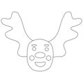 Cheerful moose deer or elk head, doodle style flat vector outline for kids coloring book Royalty Free Stock Photo