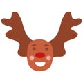 Cheerful moose deer or elk head, flat style cartoon vector Royalty Free Stock Photo