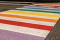 Cheerful multi-colored pedestrian crossing,side view